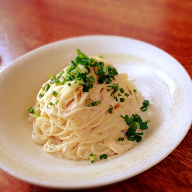 お豆腐で！明太子クリームスパゲティ