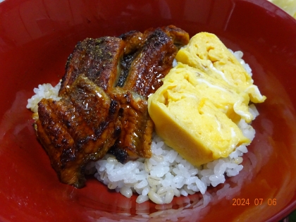 うな丼に合うだし巻き卵と鰻蒲焼き丼