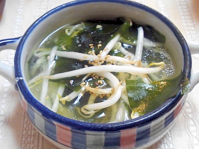 鶏胸肉の煮汁であっさり中華スープ