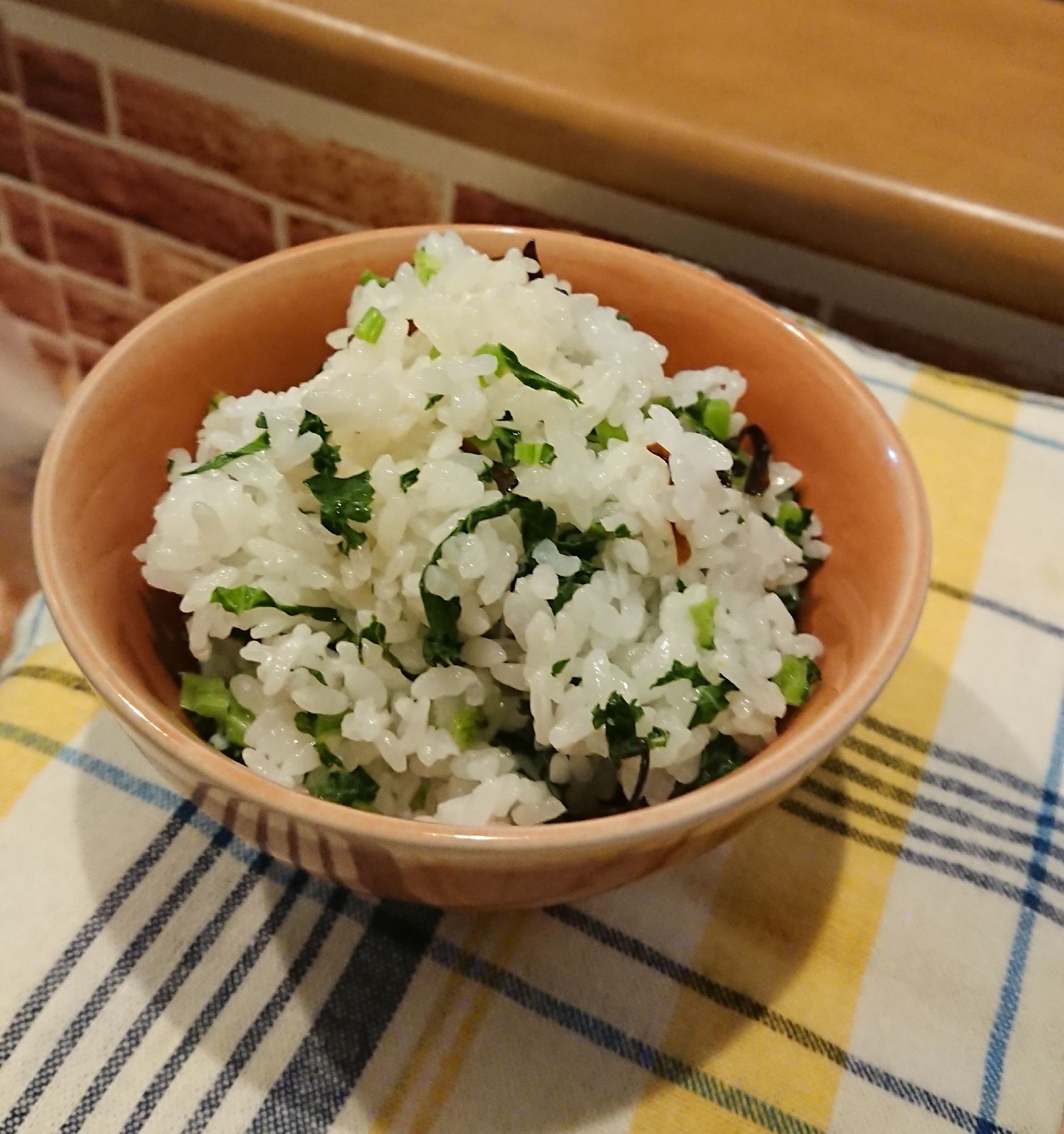 大根の葉と塩昆布の菜飯♡