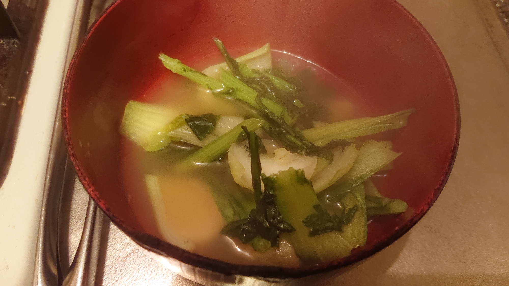 春菊とチンゲン菜のスープ