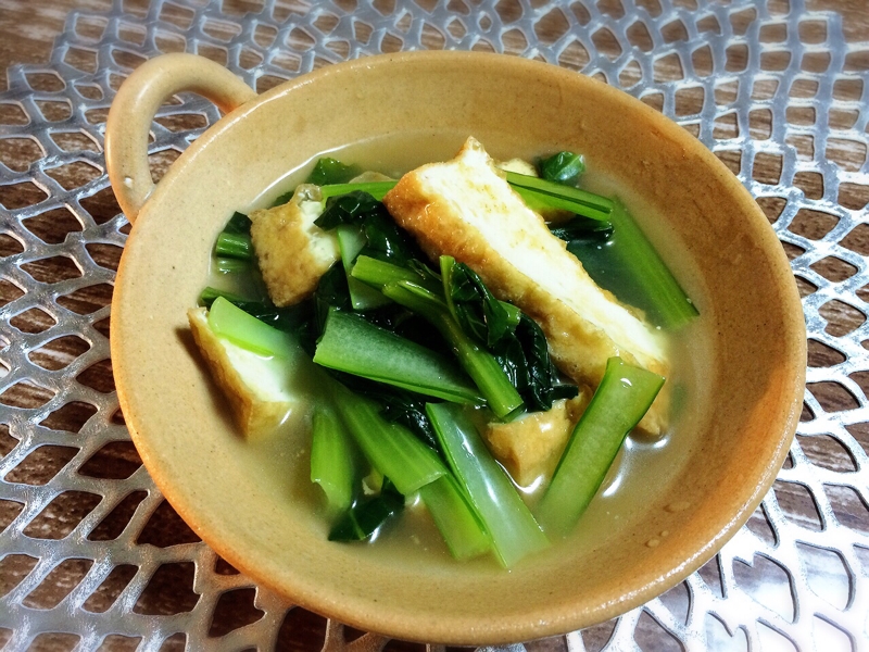 チンゲン菜と厚揚げの簡単あったまるあっさり煮