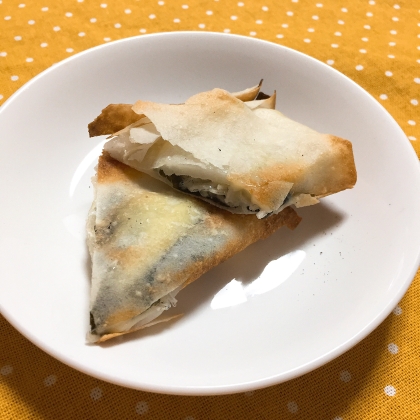 お餅とチーズとじゃこと海苔の春巻き