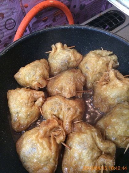 油揚げのもやしひき肉詰め♪