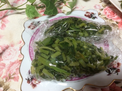 畑から届いた大根の葉っぱが硬かったので茹でてから保存する事にしました♡お野菜が少し高いので青菜は貴重です！レシピ有難う〜(^^)v