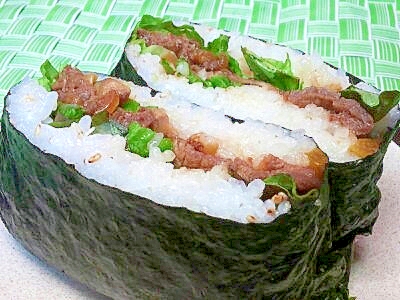 プルコギの残りで♪おにぎらず