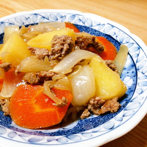 じゃがいも人参玉ねぎ糸こんにゃくのそぼろ肉じゃが レシピ 作り方 By はじゃじゃ 楽天レシピ じゃがいも人参玉ねぎ糸こんにゃくのそぼろ肉じゃが レシピ 作り方 By はじゃじゃ 楽天レシピ