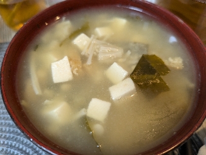 えのき氷と、豆腐わかめ葱の味噌汁