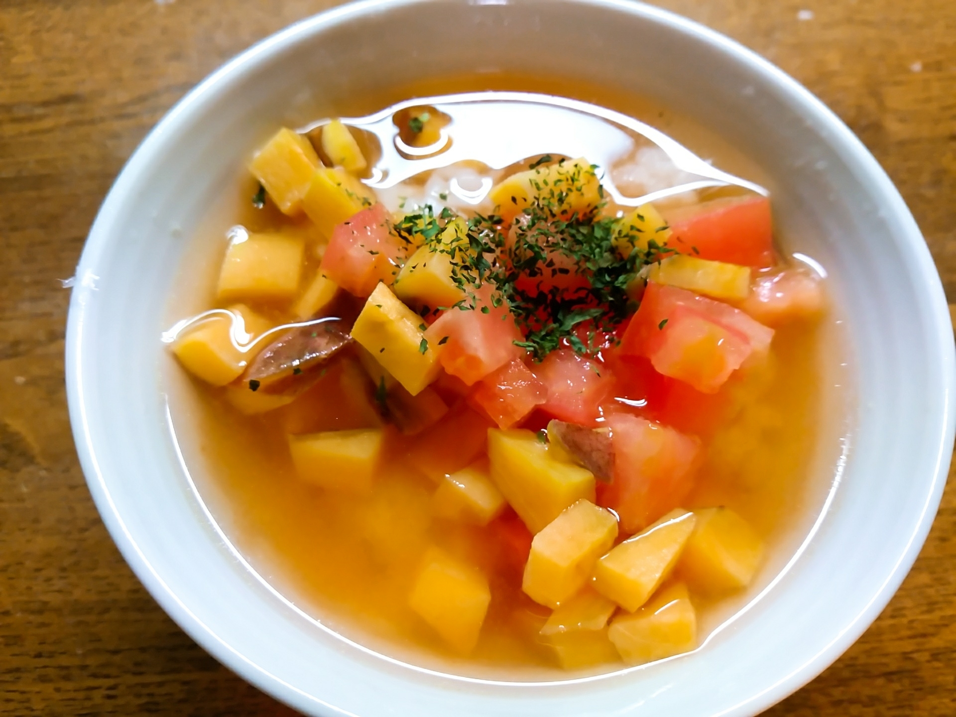 薩摩芋とトマトの洋風茶漬け