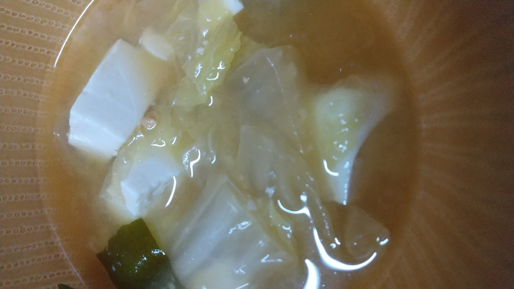 白菜と根昆布の味噌汁