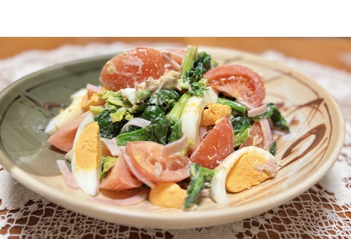 彩り豊かに｡:.ﾟஐ⋆*ほうれん草の☆サラダ