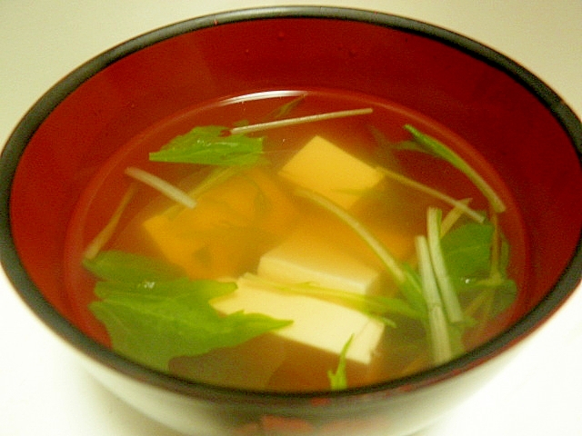 豆腐と水菜のすまし汁