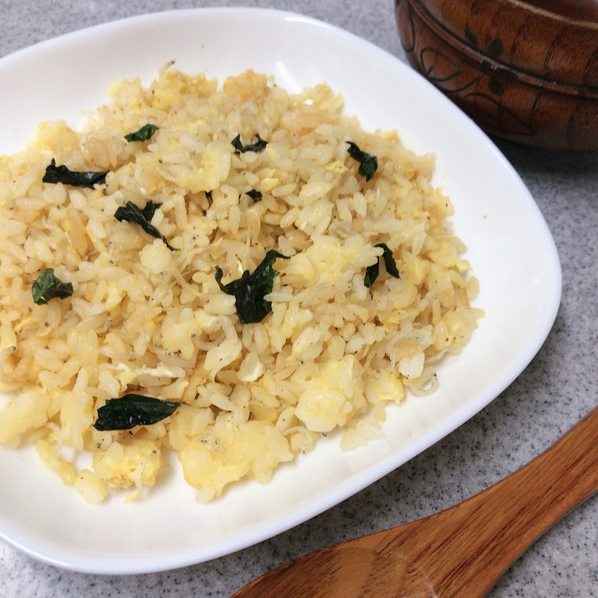 シラスと大葉の卵チャーハン♪