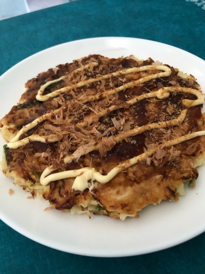 春キャベツとコーンのお好み焼き