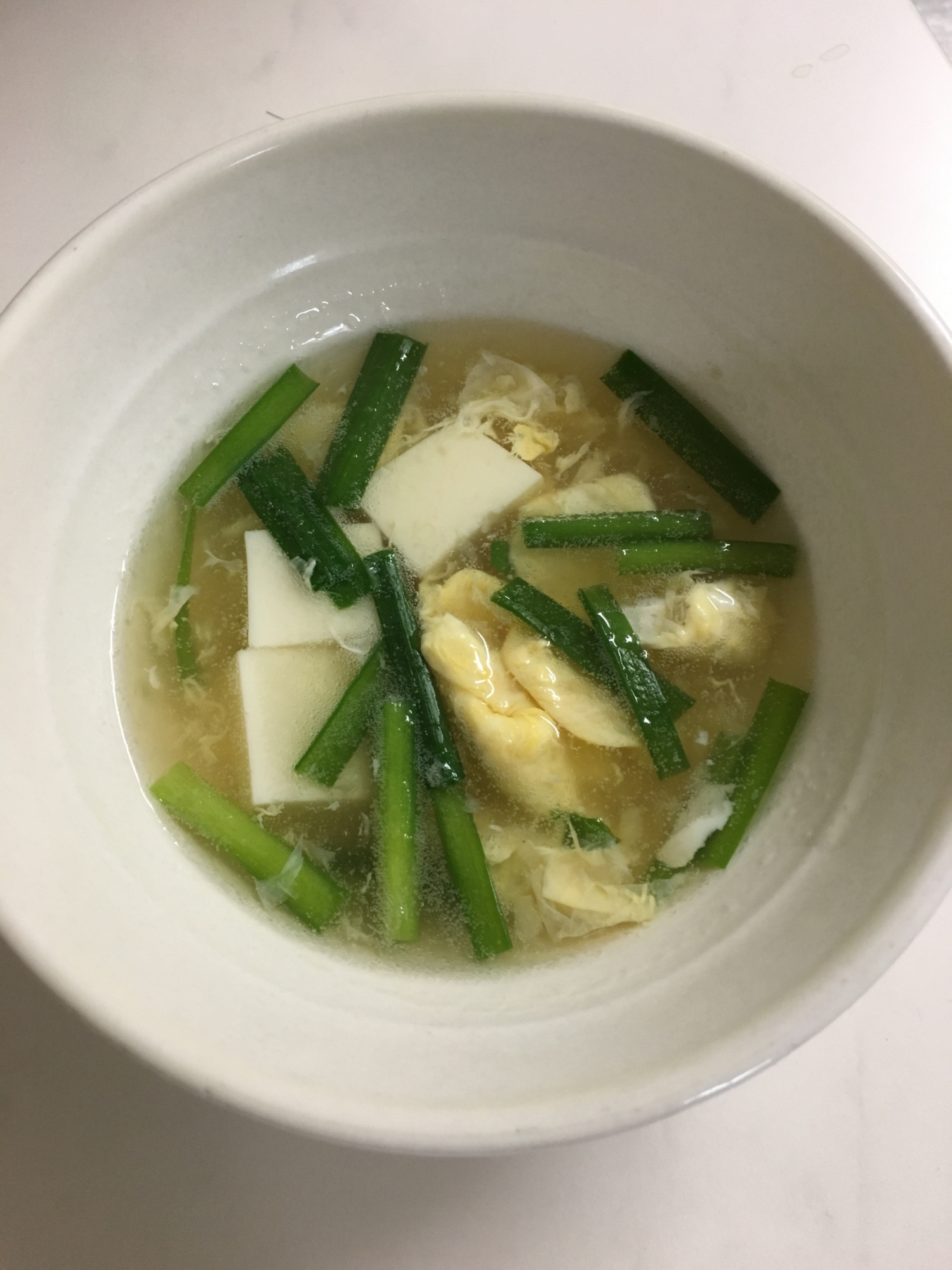 豆腐入りニラ玉スープ