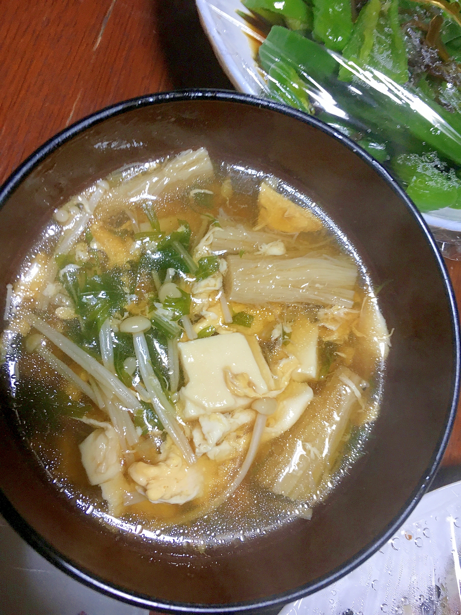 豆腐と水菜とえのきの中華卵スープ