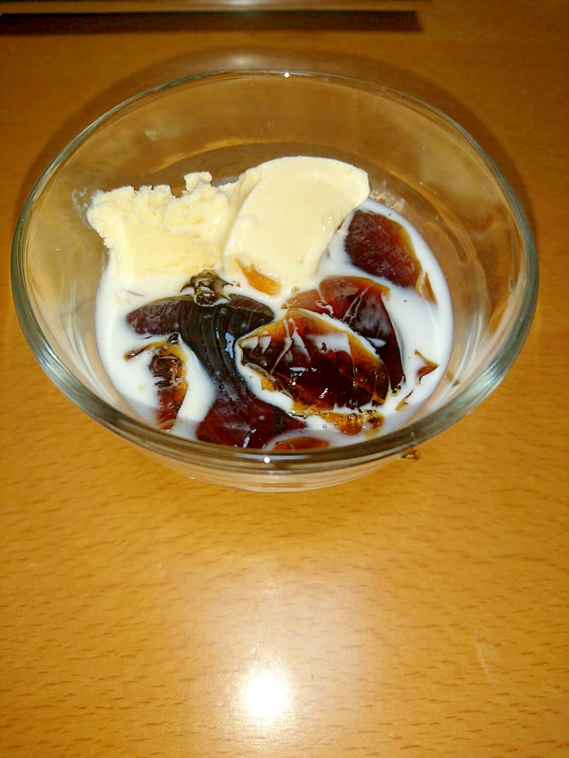 簡単コーヒーゼリー バニラアイスと牛乳で盛り付け レシピ 作り方 By 楽天レシピ