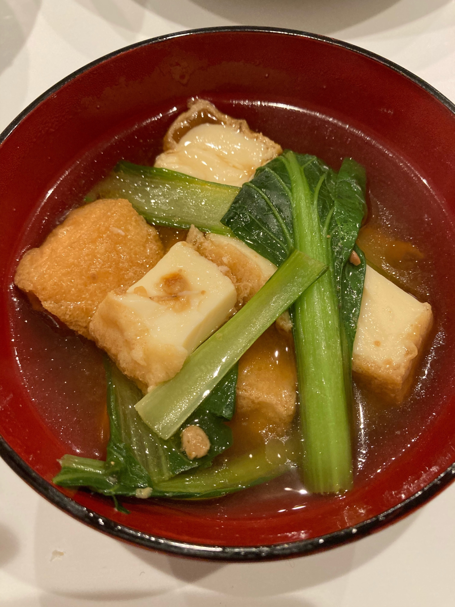 小松菜と厚揚げの味噌汁