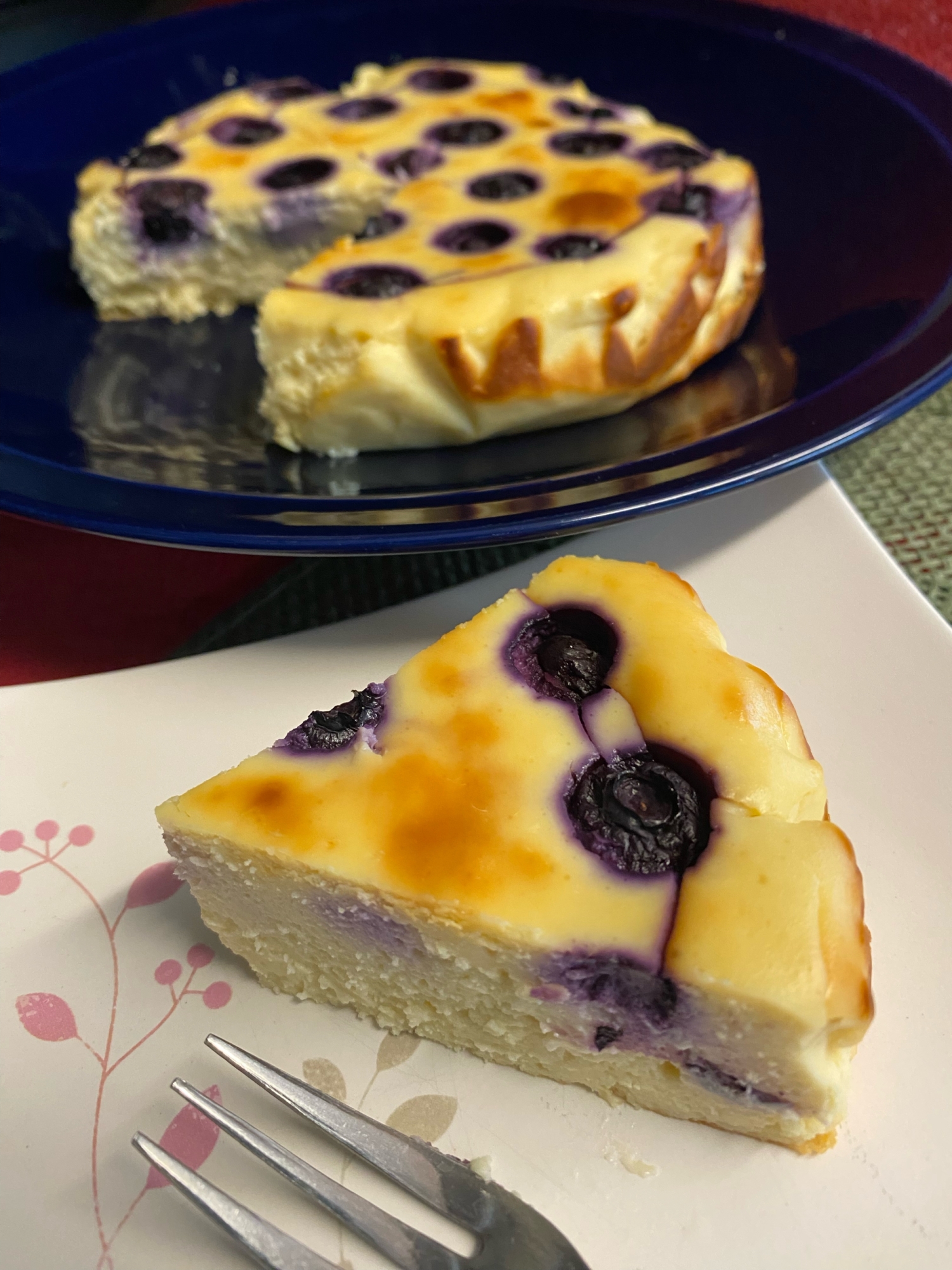 ブルーベリー入り❣️低糖質ベイクドチーズケーキ