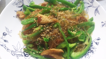 ちくわとピーマンだけ♪緑豆春雨のチャプチェ風炒め✿