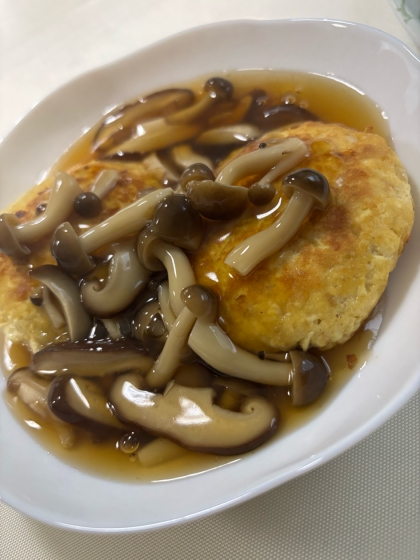 お肉なし♪豆腐ハンバーグのきのこ甘酢あんかけ✿