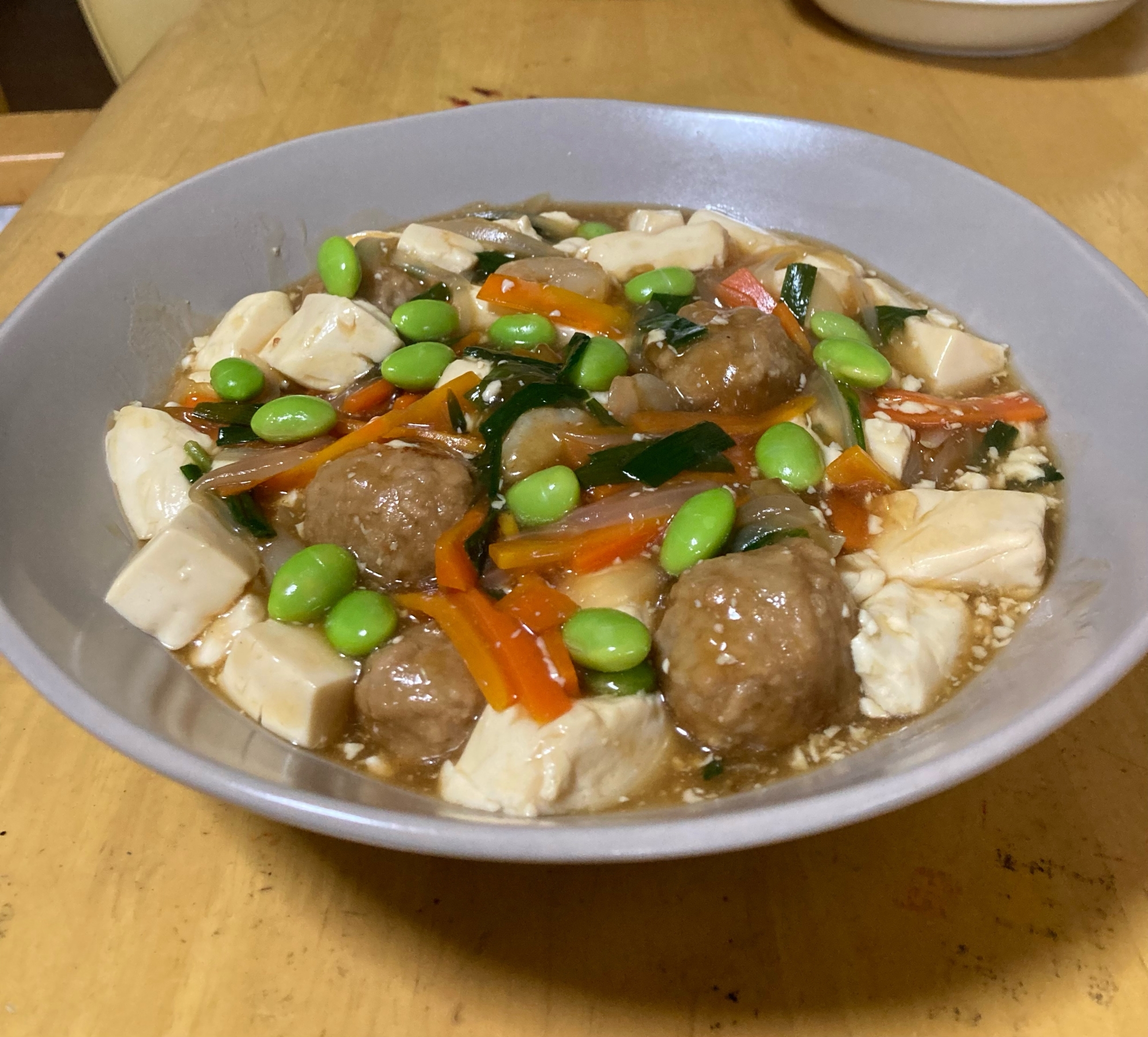 息子が1人で食べ尽くした❤️肉団子、豆腐のうま煮