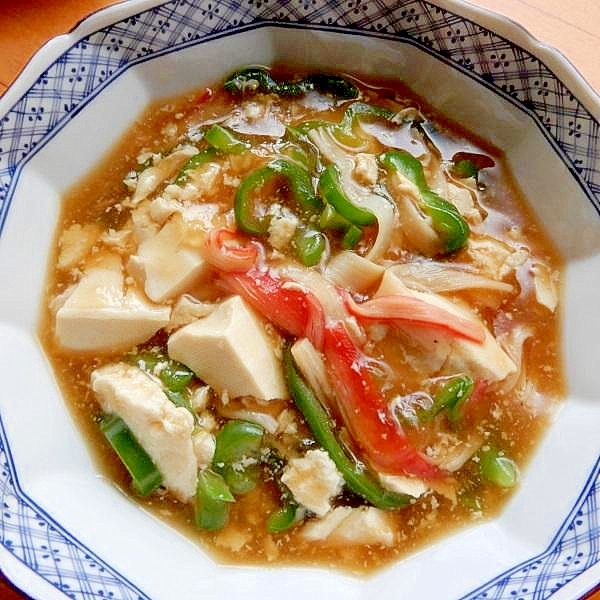 5分!卵を使わず美味しい❤カニカマ豆腐あんかけ♪