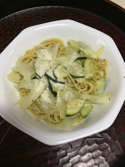 ズッキーニとエリンギのジェノベーゼパスタ