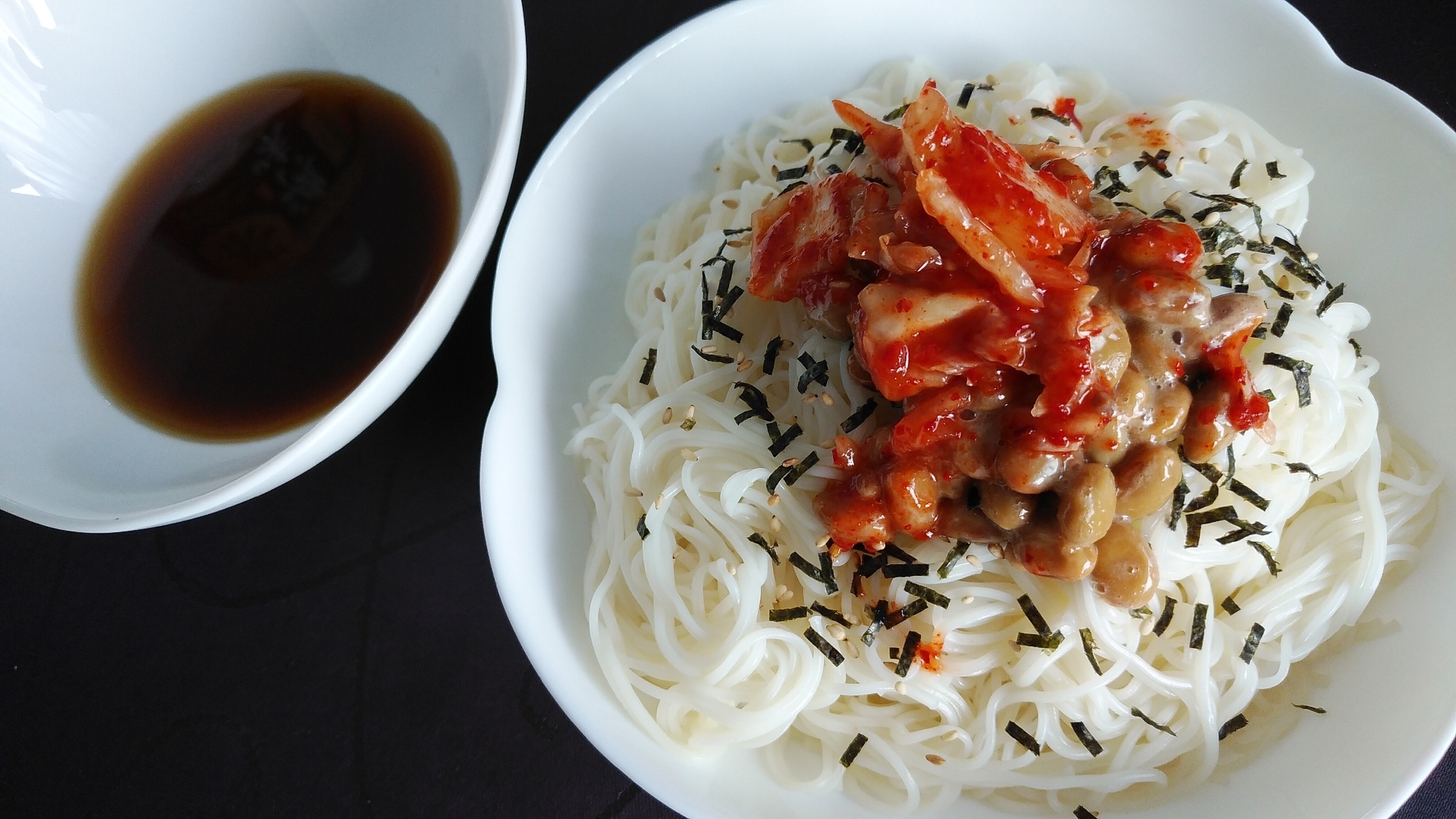 さっぱり！ねばねば？納豆キムチそうめん