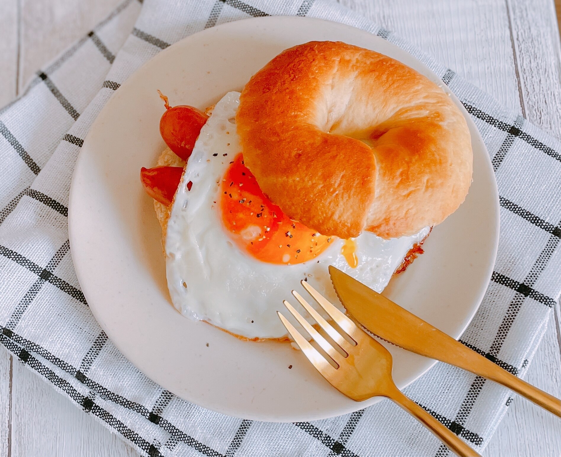 ウインナーエッグのベーグルサンド レシピ 作り方 By Tai 楽天レシピ