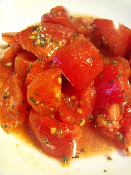 こちらのレシピ、トマトがたくさん食べられますъ(≧ヮ≦*)
香りも最高なので、つくりながら何度もクンクン…(´艸｀)
ごちそうさま～(ノ^-^)ノ