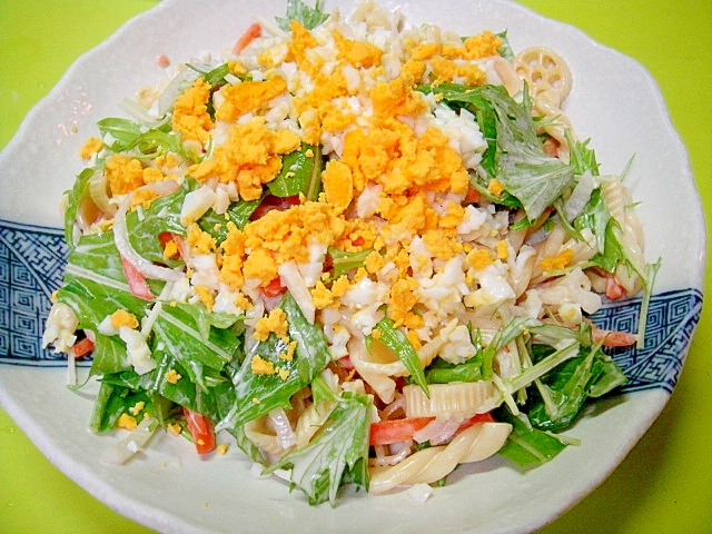 大根と水菜入り和風マカロニサラダ
