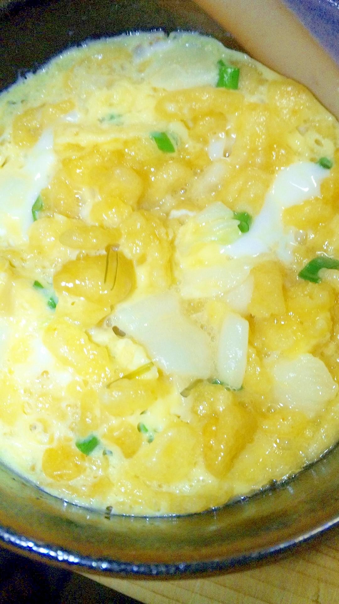 レンチンで簡単！白菜漬けの卵とじ