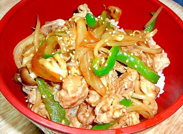 簡単焼き肉のタレで肉野菜炒め丼 レシピ 作り方 By デラみーやん 楽天レシピ 簡単焼き肉のタレで肉野菜炒め丼 レシピ 作り方 By デラみーやん 楽天レシピ