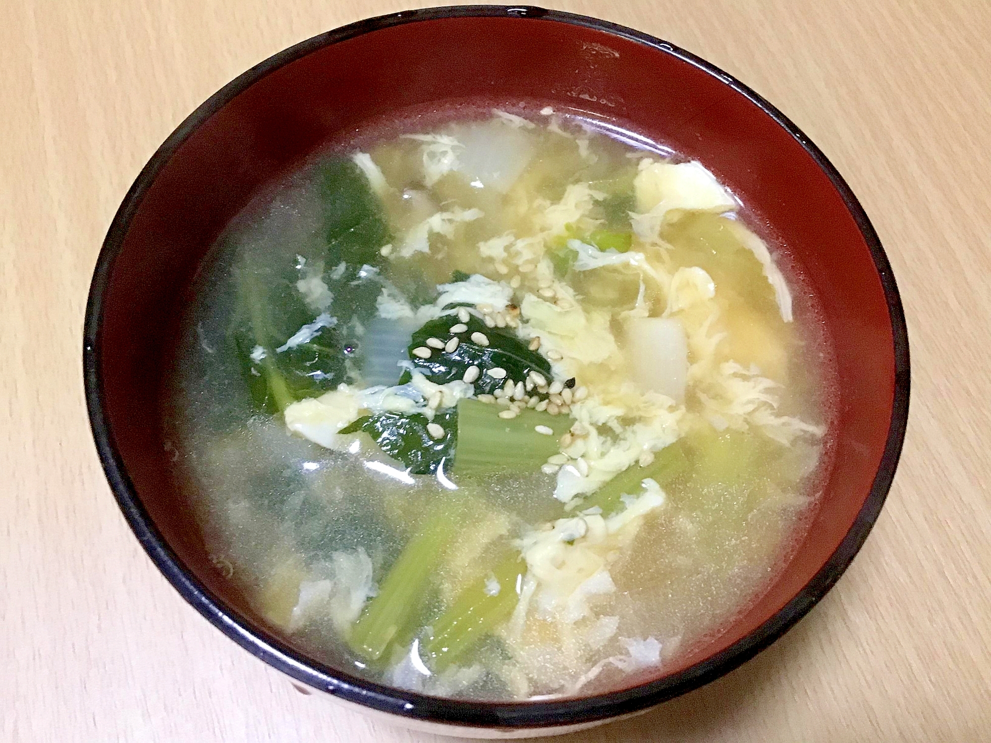 小松菜の中華風スープ　ヘルシーに貧血予防
