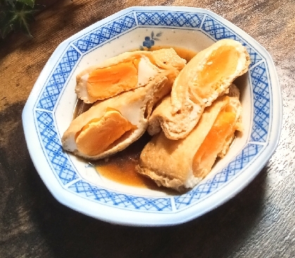 めんつゆで簡単☆半熟卵の巾着煮