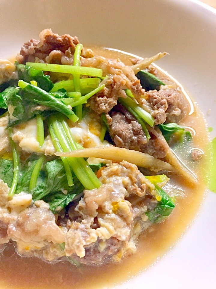 フライパンで♪牛肉の柳川風