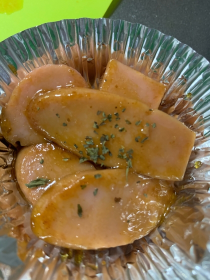 魚肉ソーセージの焼肉だれ炒め～パセリがおしゃれ～
