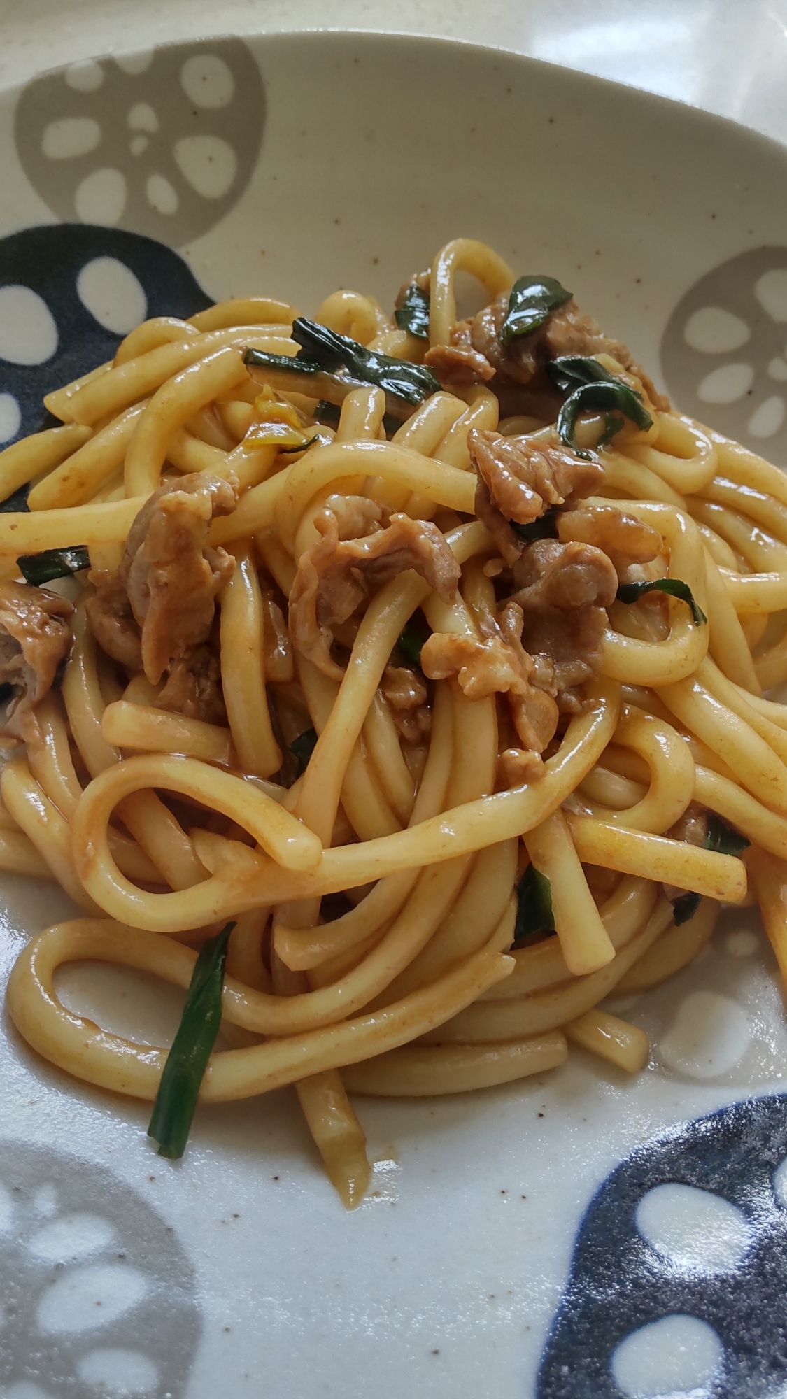 豚肉と細ネギの焼きうどん☆