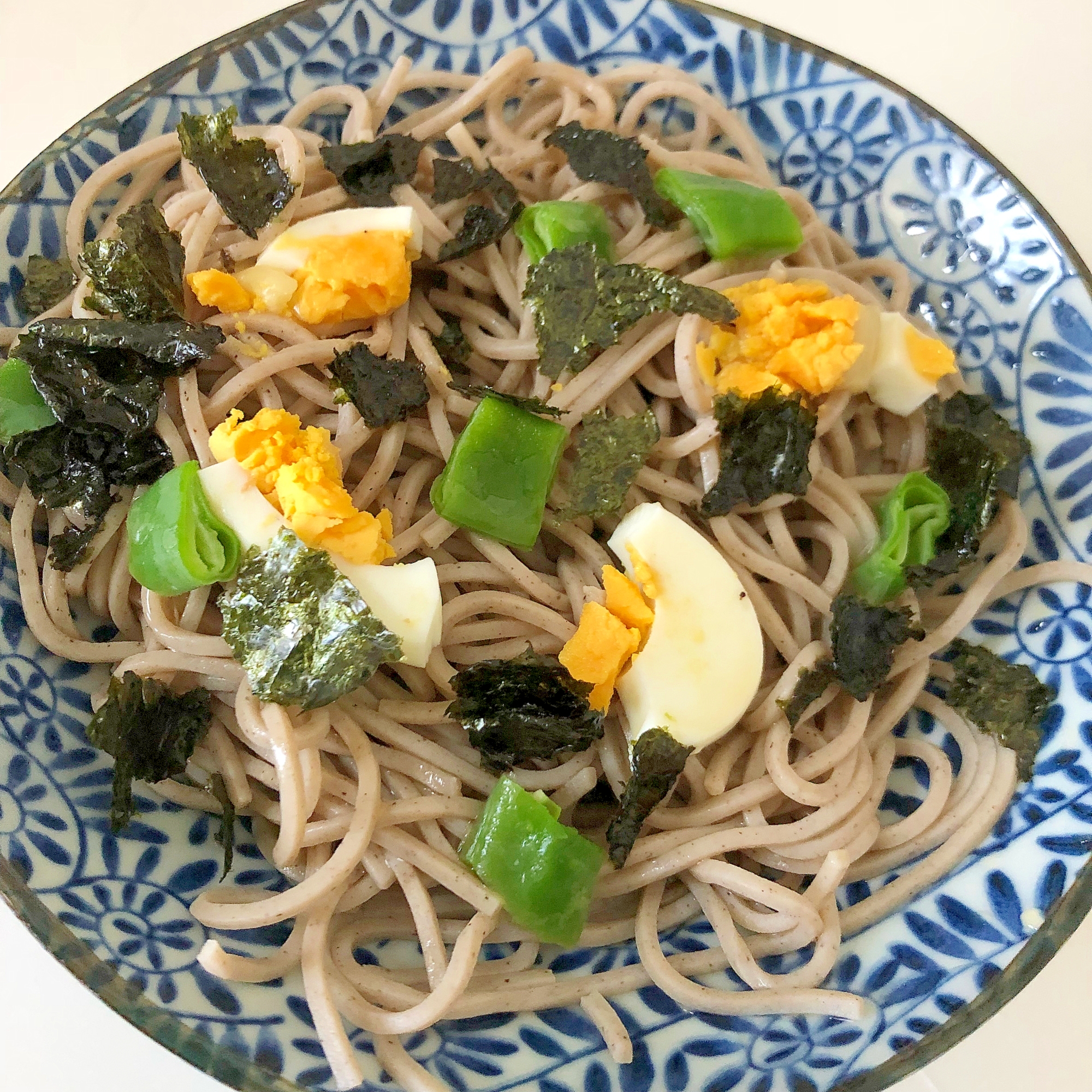 茹で卵といんげんの蕎麦☆彡