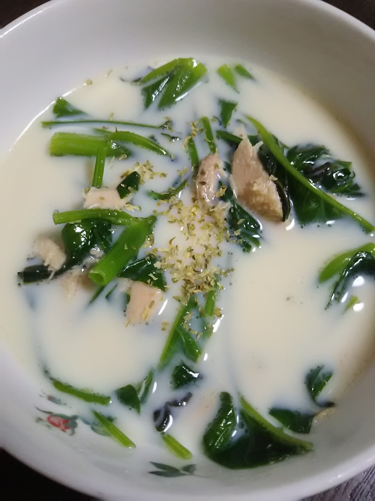 空芯菜とツナの豆乳スープ(^^)