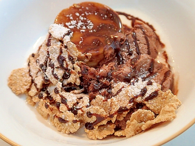 ❤ヨーグルトと焼きプリンとチョコアイスのデザート❤