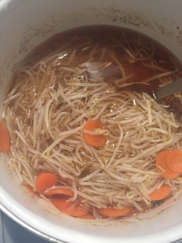 もやしとにんじんの麺つゆ煮