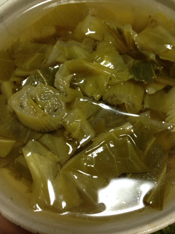 キャベツ長ネギ大根葉のスープ