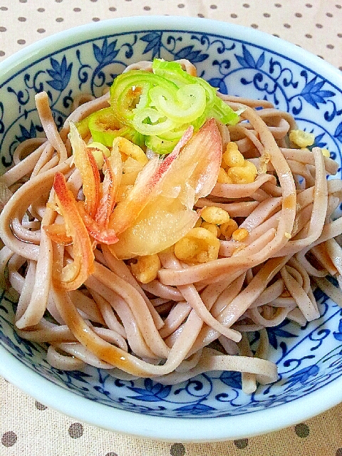 みょうがとネギと揚げ玉の✿汁なし蕎麦❤