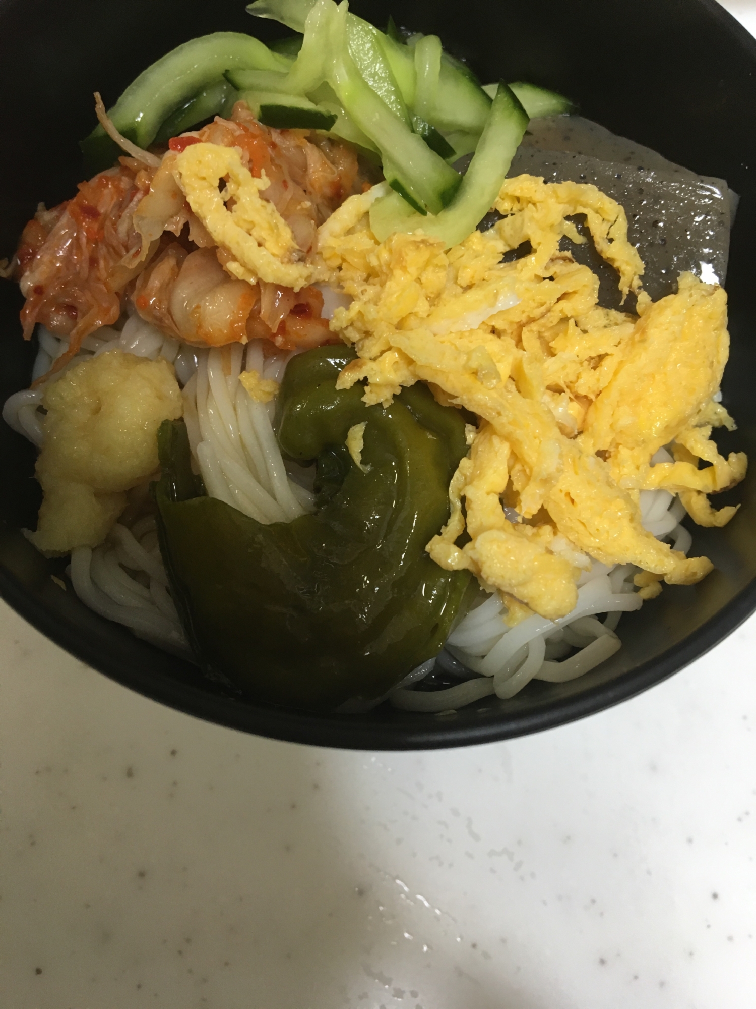 ししとうと白菜キムチ☆素麺(^○^)