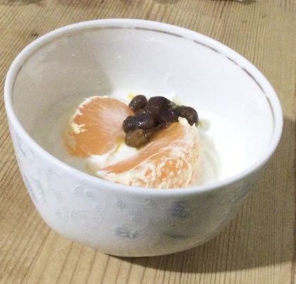 おもてなしデザート✨みかんのチーズあんこヨーグルト