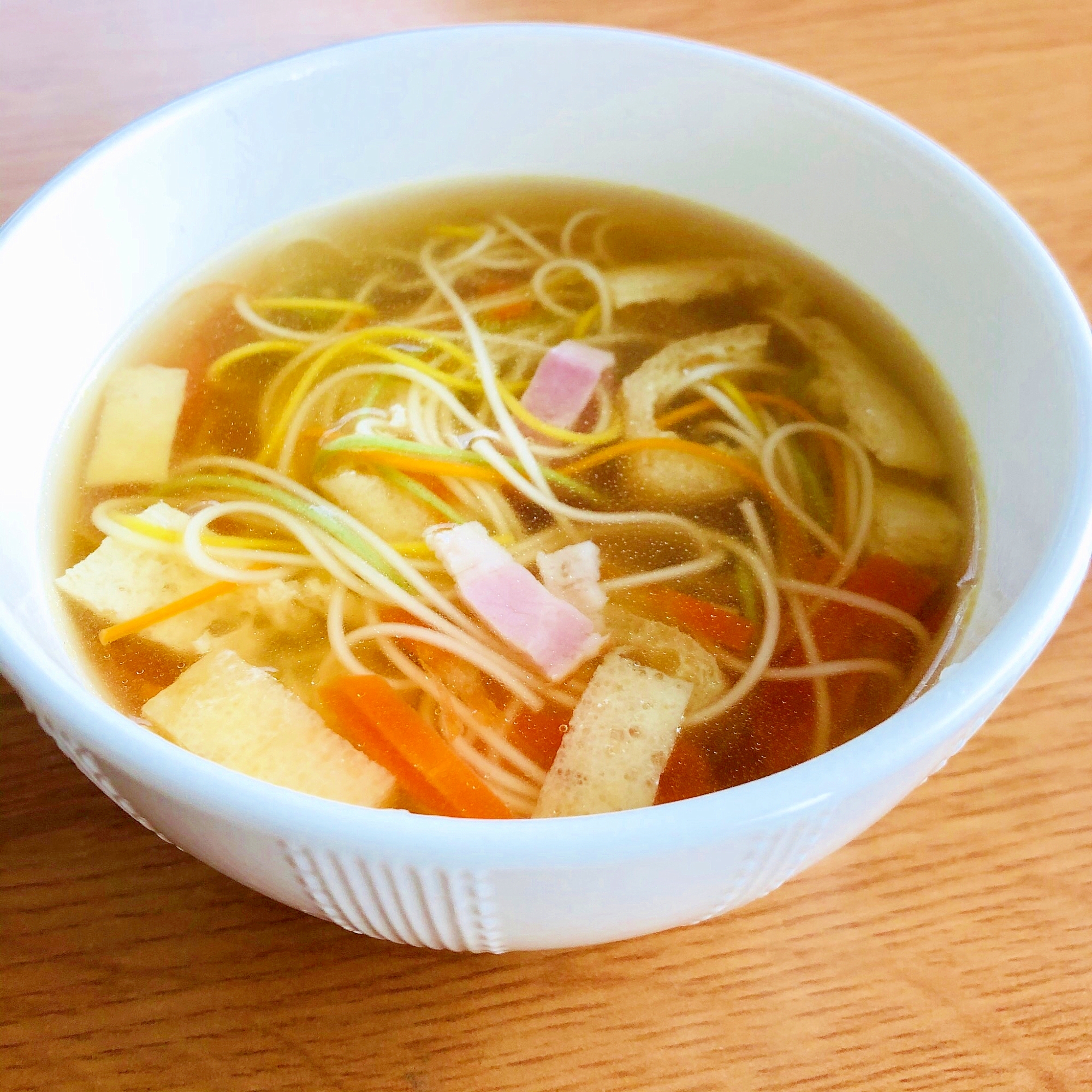 ベーコン入りのにゅう麺