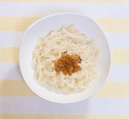 素麺とミンチのめんつゆ炒め