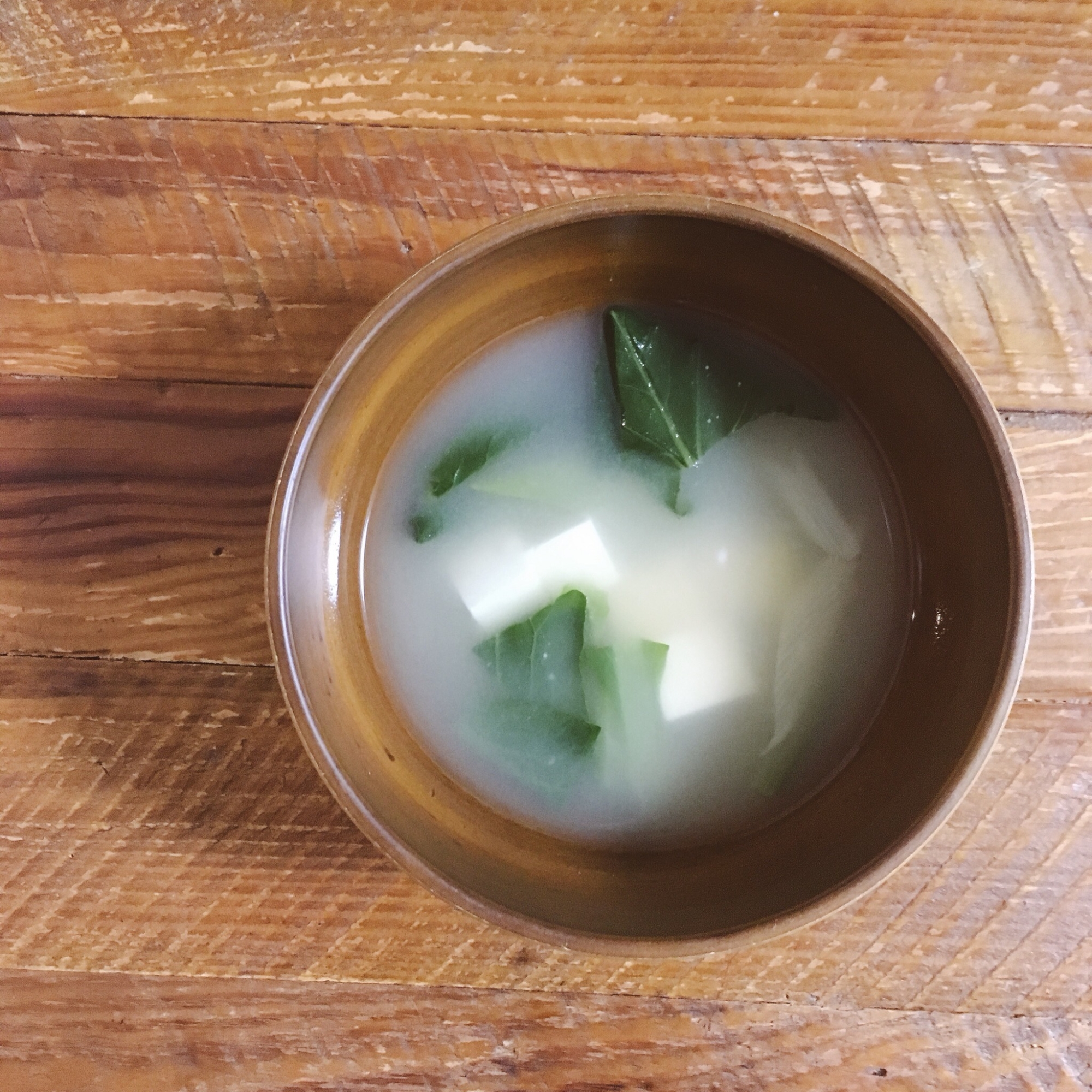 小松菜と長ネギと豆腐のお味噌汁